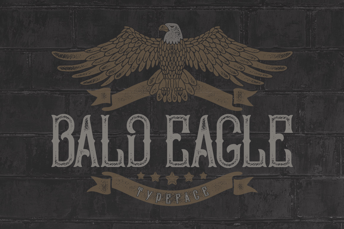 Bald Eagle: Vintage Font with Stamp Texture